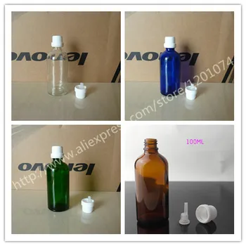 

100ml brown/clear/blue/green shiny Glass Essential Oil Bottle With white plastic anti-theft screw cap. Oil vial