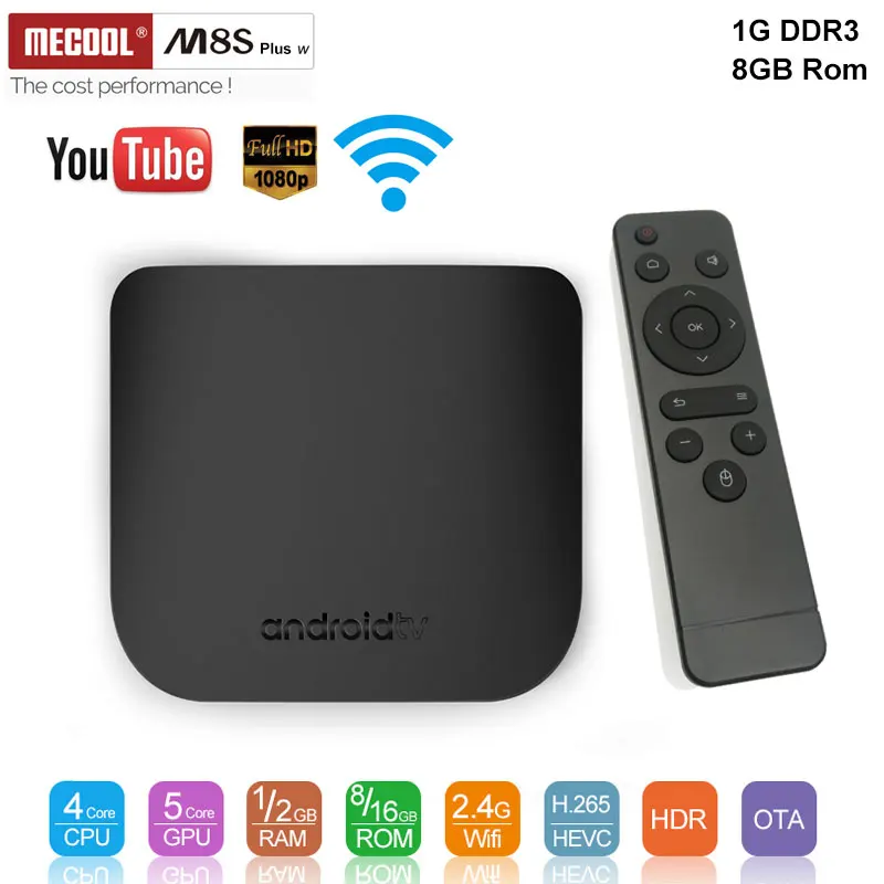 

MECOOL M8S PLUS W Android 7.1 BOX 1GB 8GB support HD2.0 iptv box 2.4G WIFI 4K 1080P Youtube Media Player TV box pk x96 h96max