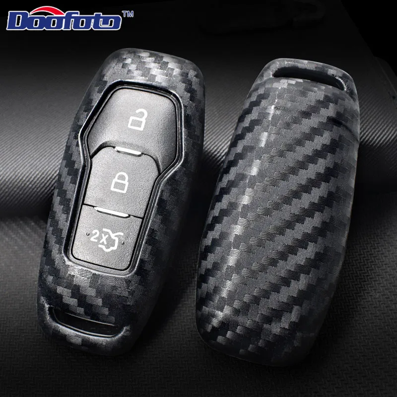 

Doofoto Car Styling 3 Button Smart Remote Key Decal Covers For Ford Edge Mondeo Mustang Carbon Fiber Grain Silicone Accessories