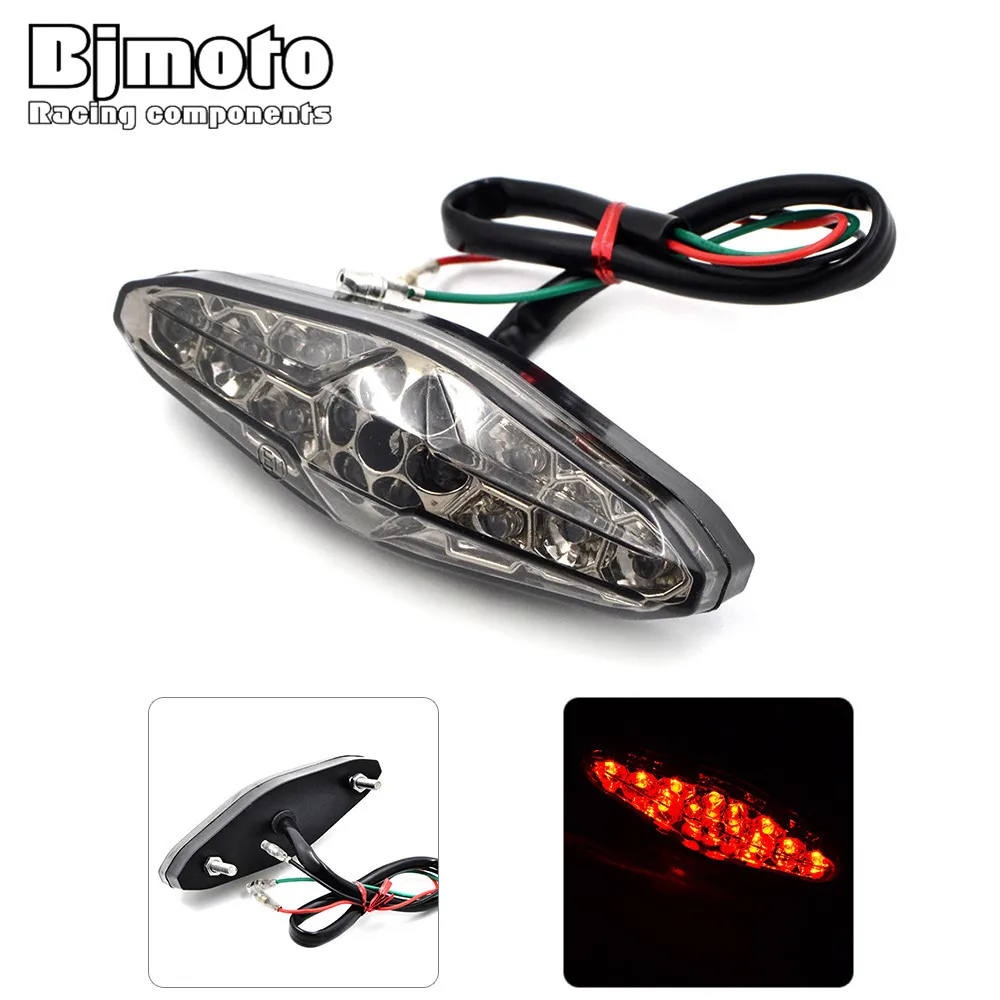 

Bjmoto ABS Motorcycle Tail Light 12V 2W LED Brake Light License Plate Lamp Taillight Bracket for Motorbike ATV SUVs Electrombile