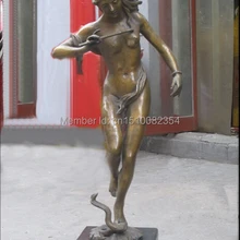 28 «Западная миф бронзовый& Мраморный ИСКУССТВО игры кларнет женщина и змея статуя