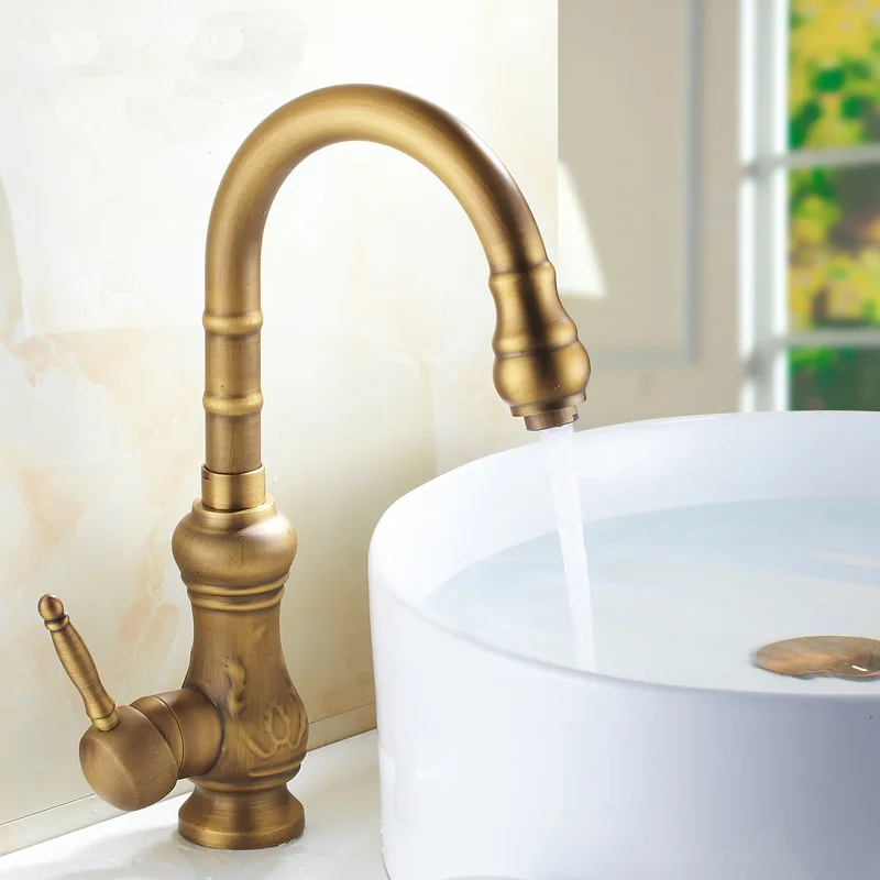 

Copper European Antique Faucet Kitchen Sink Basin Faucet Basin Hot and Cold 360 Degree Rotation Faucet BG-02