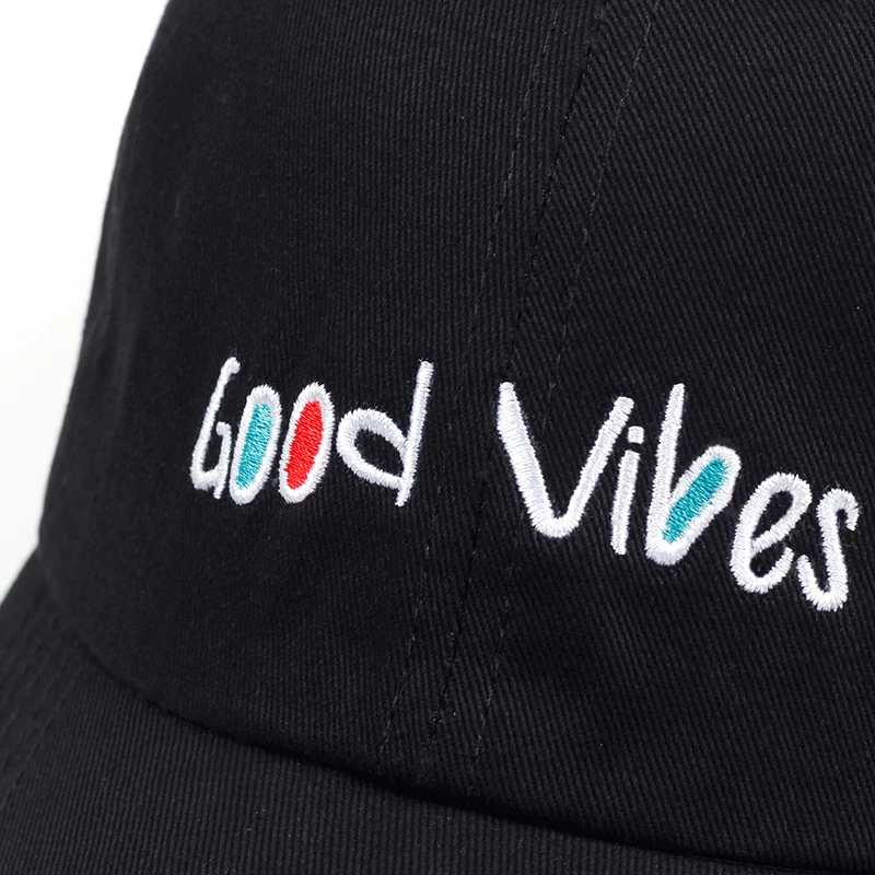 Новинка 2018 бейсболка для папы Good Vibes с вышивкой изогнутыми краями хлопковая