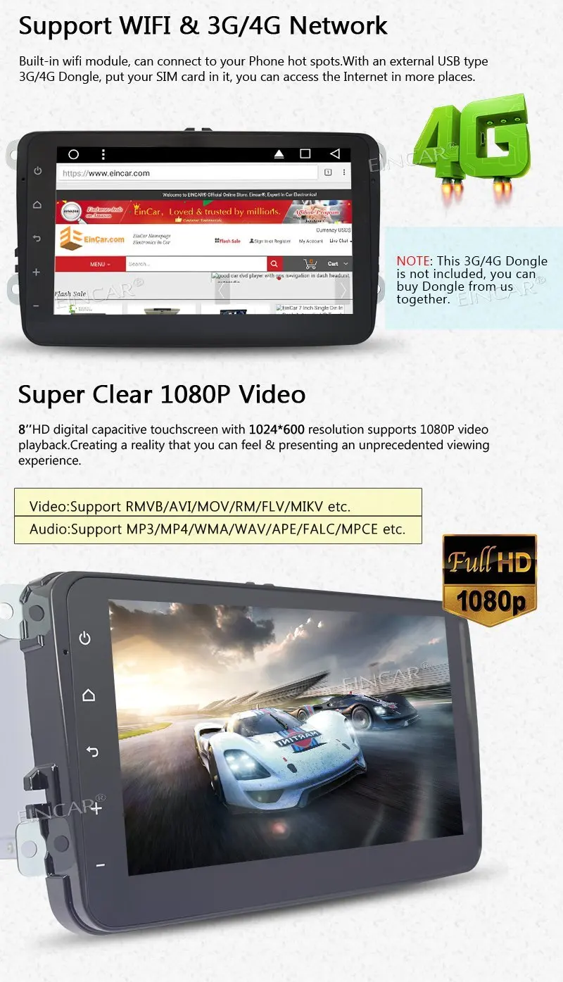 Excellent GPS Navigation for Car Stereo 2Din Bluetooth Android 7.1 Sat Nav for VW Tiguan Golf Passat Jetta Skoda with Backup Camera&canbus 4
