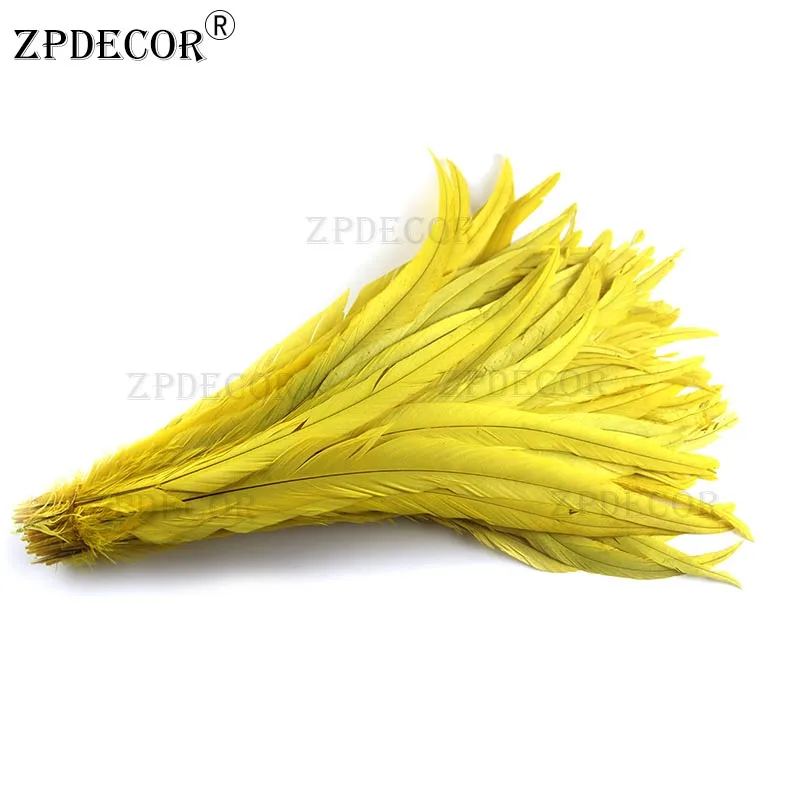35-40 см натуральные петушиные перья для украшения перо для рукоделия Christma Diy Plumas - Цвет: Цвет: желтый
