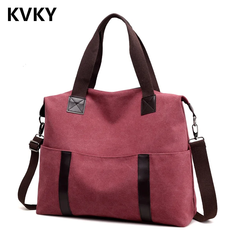 

Canvas Women Handbags Vintage Large Capacity Female Shoulder Bag Vintage Solid Multi-pocket Ladies Crossbody Bag Totes Bolsas