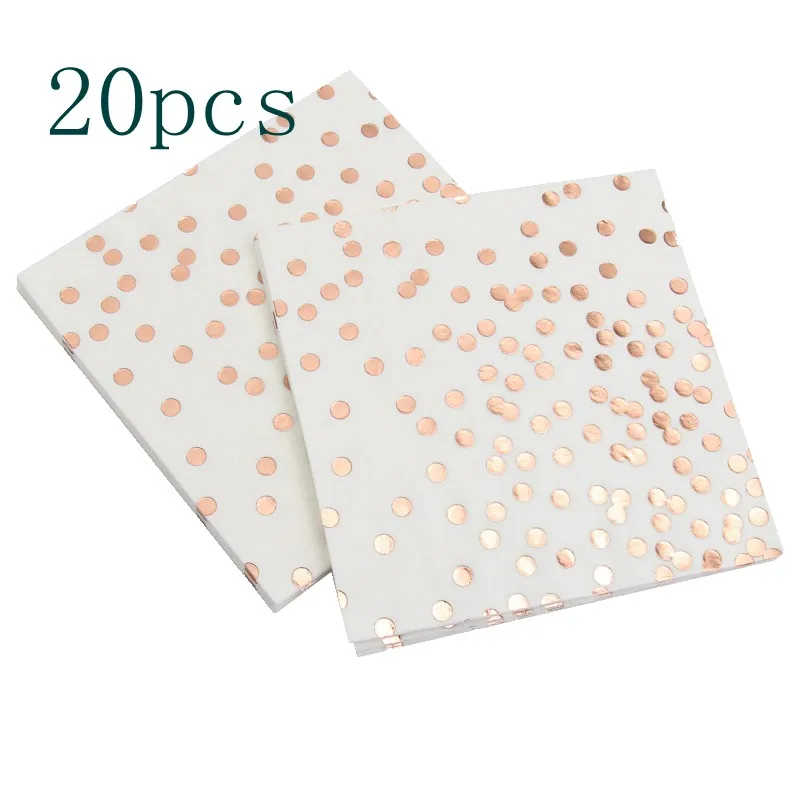 

20 PCS/Pack Rose Gold Point Dot Napkin Paper Napkin For Boy Girl Gender Reveal Party Tissue Napkin Decoration Serviettes 33*33cm