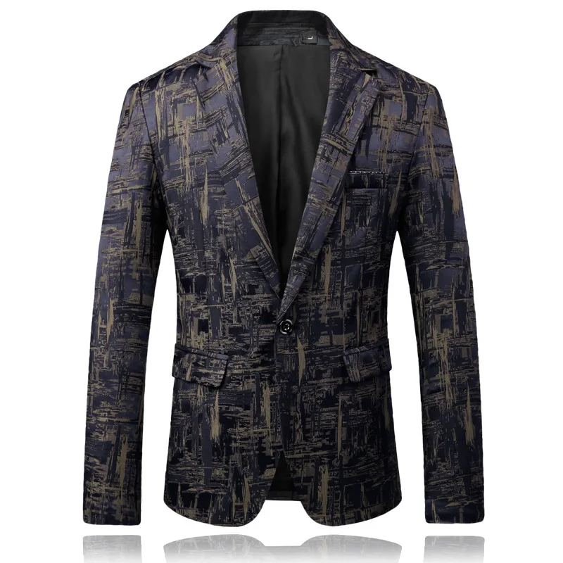 

Casual Style Men Blazer with Pattern Fabric Notched Lapel New Fashion Slim Fit Man Suit Tops Jacket for Prom Singer FOVIVA S005