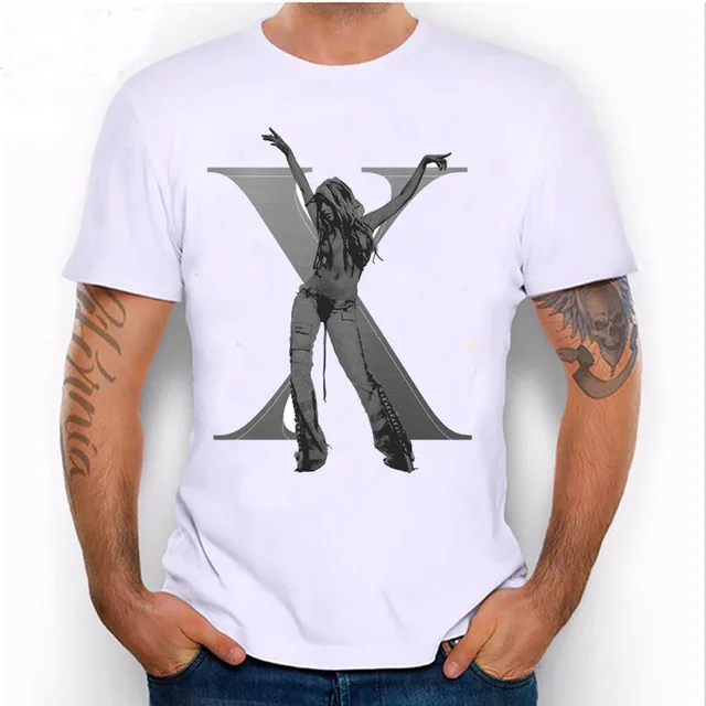 

Harajuku design men's short sleeve Christina Aguilera Stripped X T-Shirt super sexy star shirts casual Tops new hipster boy Tees