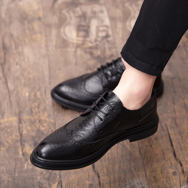 

Genuine Leather Men Brogues Shoes outdoor business dress Lace-Up Bullock Business Dress Men Oxfords Shoes Male Formal Shoes p4