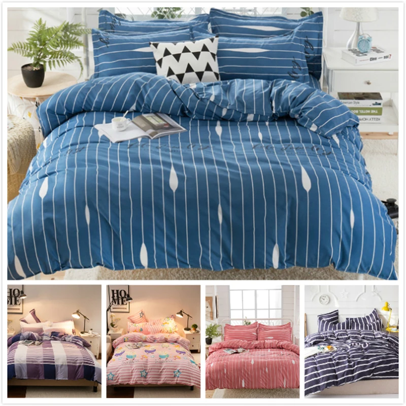 

Blue Stripe Concise Duvet Cover Bedding Sets 3pcs 4pcs Kids Child Cotton Soft Bed Linens 1.2/1.35/1.5/1.8/2/2.2/2.3 m Bedspreads
