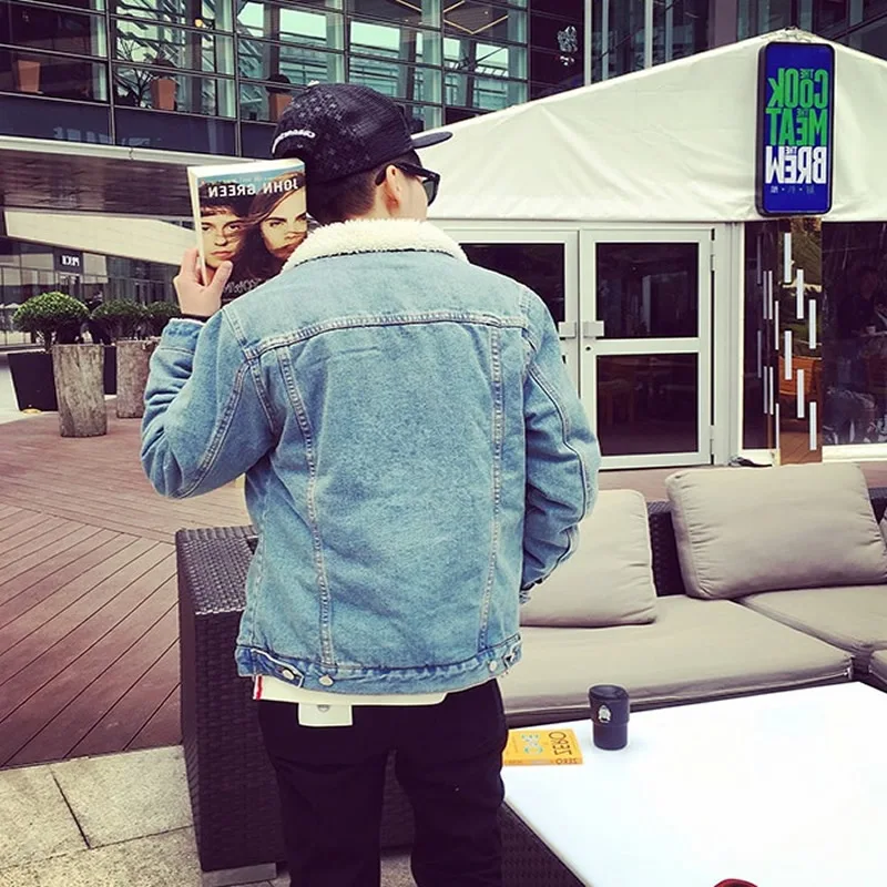 New Fashion Warm Fleece Denim Jacket Men 2018 Winter Slim Fit Streetwear Blue Black Jean Jacket Casual Outwear Male Cowboy Coat New Fashion Warm Fleece Denim Jacket Men 2018 Winter Slim Fit Streetwear Blue Black Jean Jacket Casual Outwear Male Cowboy Coat