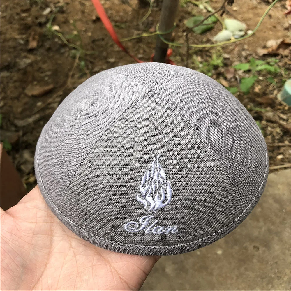 

DARK GREY LINEN KIPPOT, LINEN KIPOT, KIPPA, WEDDING KIPPAH, KIPA