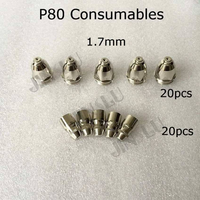 Hafnium 20PK Nozzle 1.7mm + 20PK Electrode P80 Panasonic Feimate Air Plasma Cutting Torch Consumables welding machine parts Hafnium 20PK Nozzle 1.7mm + 20PK Electrode P80 Panasonic Feimate Air Plasma Cutting Torch Consumables welding machine parts