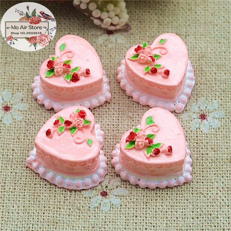 pink heart cake Resin Flatback Cabochon Miniature food Art Supply Decoration Charm Craft ornament crafts miniature figurines resin ornaments miniature ornament resin crafts resin crafts accessories 10PCS