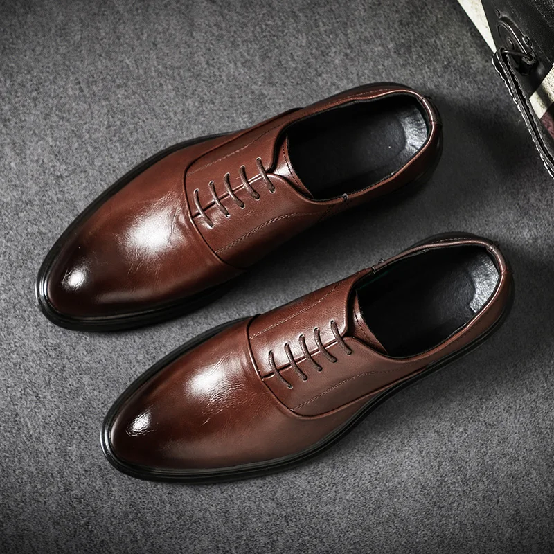 

2019 New Leather Casual Men Shoes Fashion Men Flats Round Toe Comfortable Office Men Dress Shoes