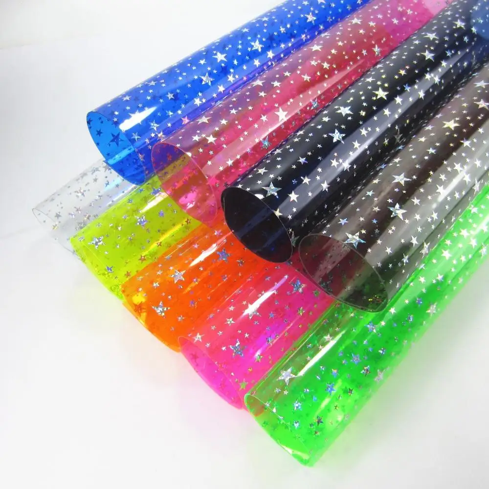 

30cmx120cm Stars PVC transparente PVC fabric glitter vinyl fabric PVC glitter for Bag Bows BH431