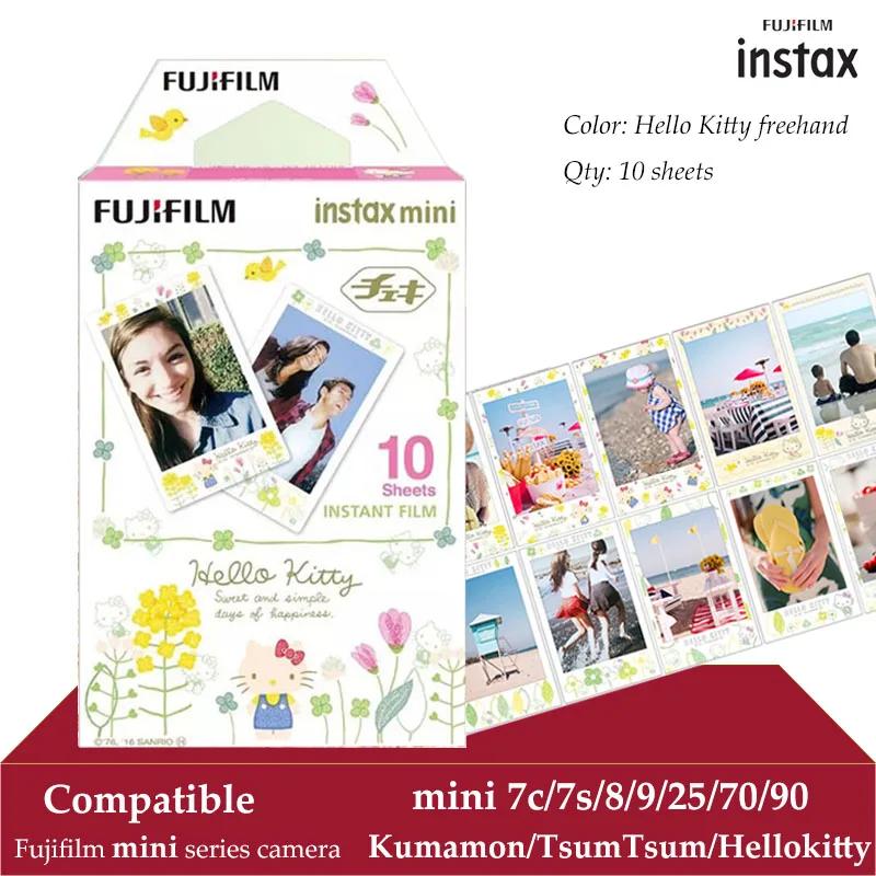 Пленка Fujifilm Instax Mini Hello Kitty 10 листов для 9 8 7s 70 90 25 мгновенная полироидная камера