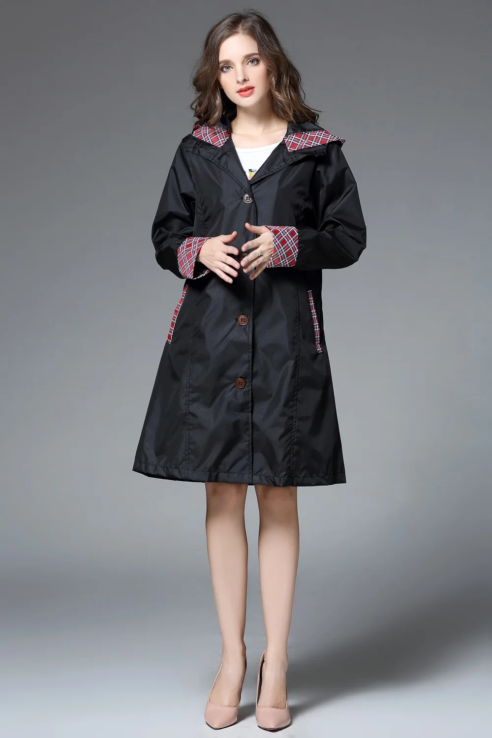 Длинный дождевик женский водонепроницаемый капюшон, Женский дождевик куртки-пончо женский Chubasqueros Mujer