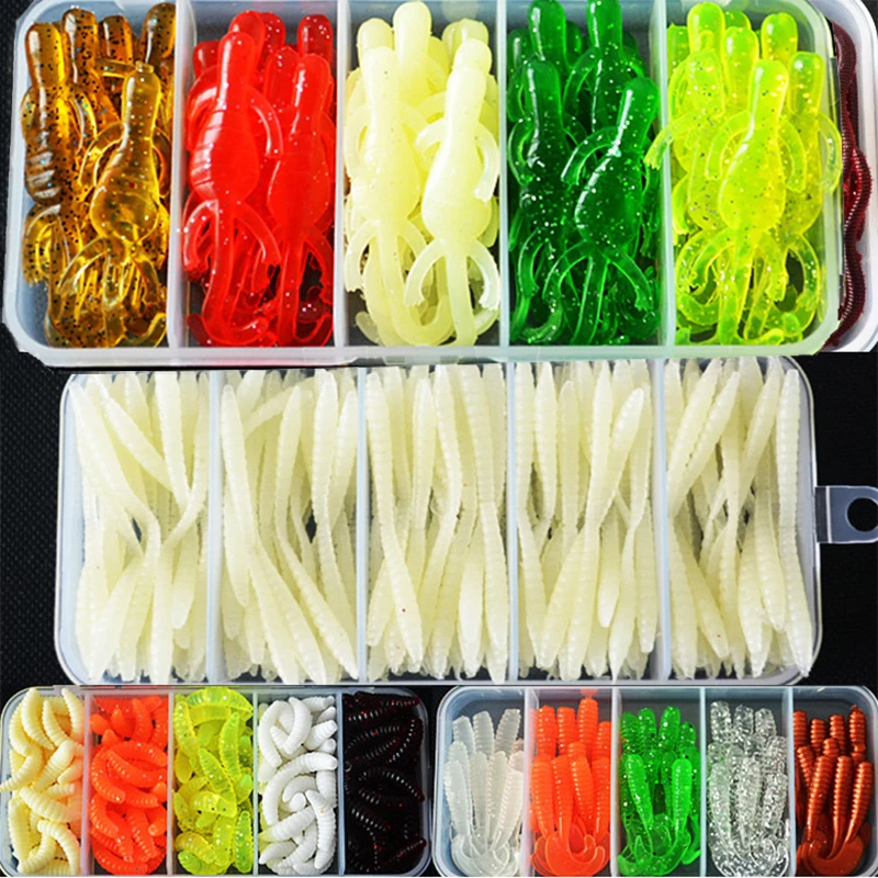 

50-200Pcs/set Multi-style Fishing Bait Soft Insect Shrimp Various Types Of Bait Soft Fish Smell PVA Material Soft Baits
