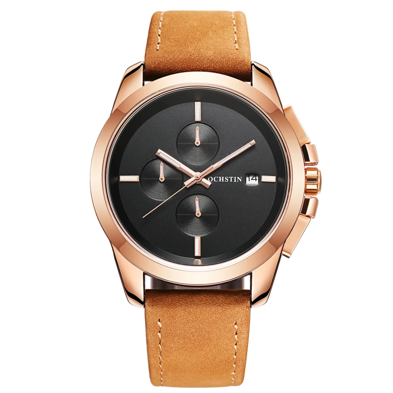 OCHSTIN Men Watches Top Brand Luxury Male Leather Waterproof Sport Quartz Chronograph Military Wris