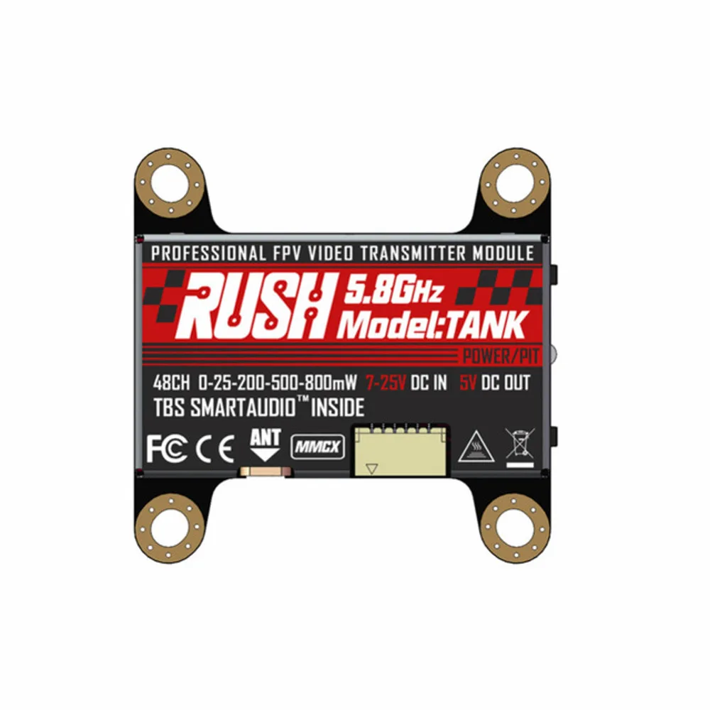 

RUSH TANK VTX 5.8G 48CH Smart Audio 0-25-200-500-800mW Switchable AV Transmitter w/ Foxeer Lollipop 3 MMCX for FPV Racing Drone