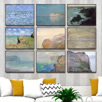 

Home Decor Wall Art Canvas HD Prints Painting French Claude Monet Seascape Pictures Nordic Watercolor Poster Modular For Bedroom