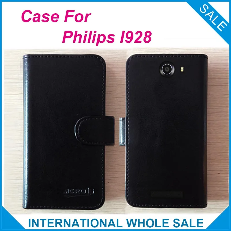 

Six colors optional Multi-Function Card Slot Flip Leather Cases For Philips I928 Cover smartphone Slip-resistant Case