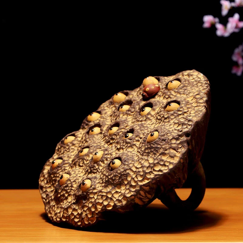 

Purple Clay Handmade Lotus Seeds Carving Home Ornaments Crafts Kung Fu Tea Set Ceremony Accessories Yixing Tea Pet Tea Play New