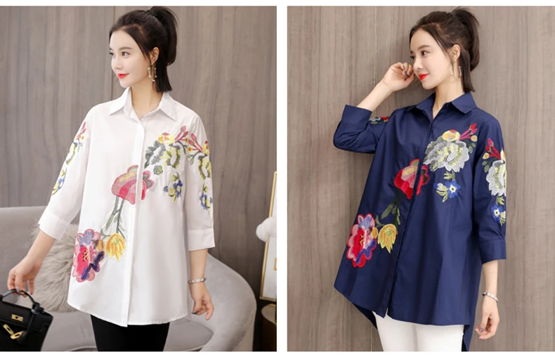 Women Blouse Embroidery Chinese Stlye Plus Size Blusa Feminina Summer Top Chemise Femme Tops Shirt Harajuku Womens Blouses (6)