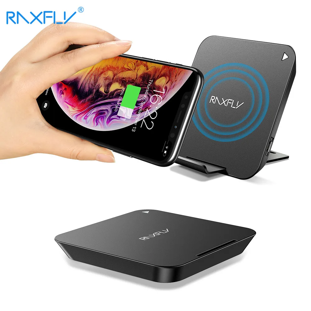 

RAXFLY 2 in 1 10W Wireless Charger For iPhone X XS XR 8 Plus Fast Charging For Samsung S10 S9 Plus Wireless Charger Pad Holder