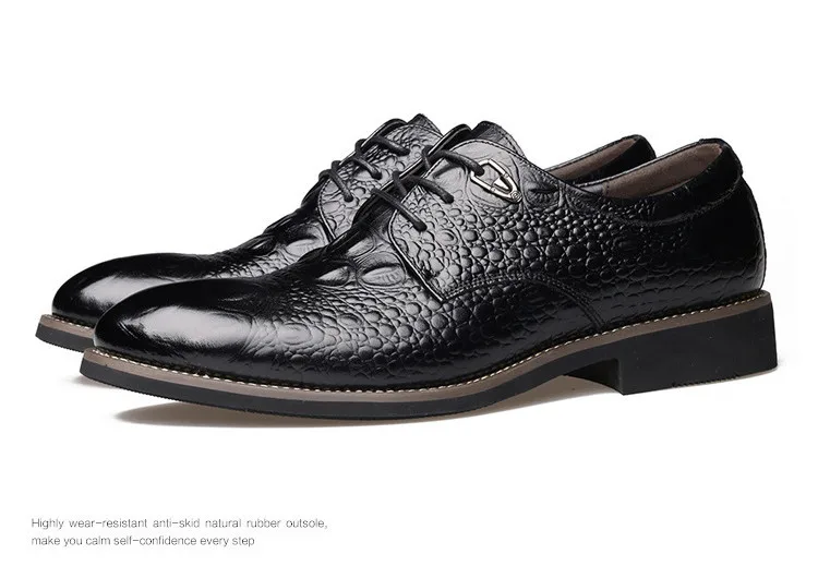 Merkmak/Мужские модельные туфли; мужские туфли-оксфорды из натуральной кожи с узором «Аллигатор»; туфли дерби на шнуровке размера плюс Вечерние туфли на плоской подошве в деловом стиле