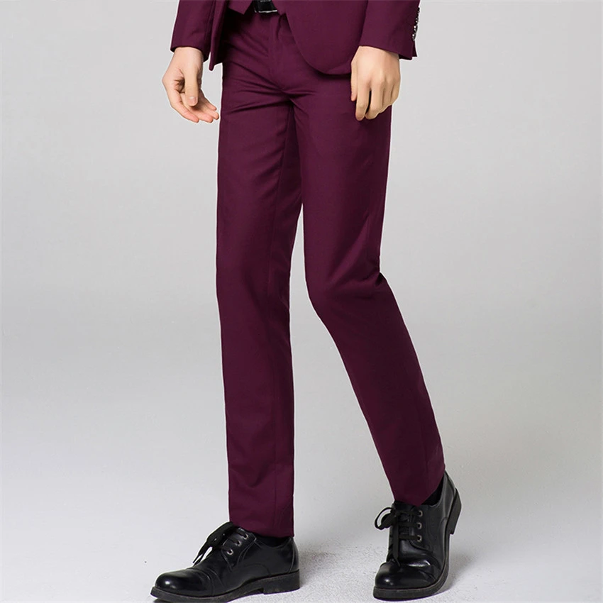 

Pure Color Men's Suit Pants 28 29 30 31 32 33 34 36 Navy Blue Red Grey Black Business Wedding Banquet Man Trousers Slim Elegant