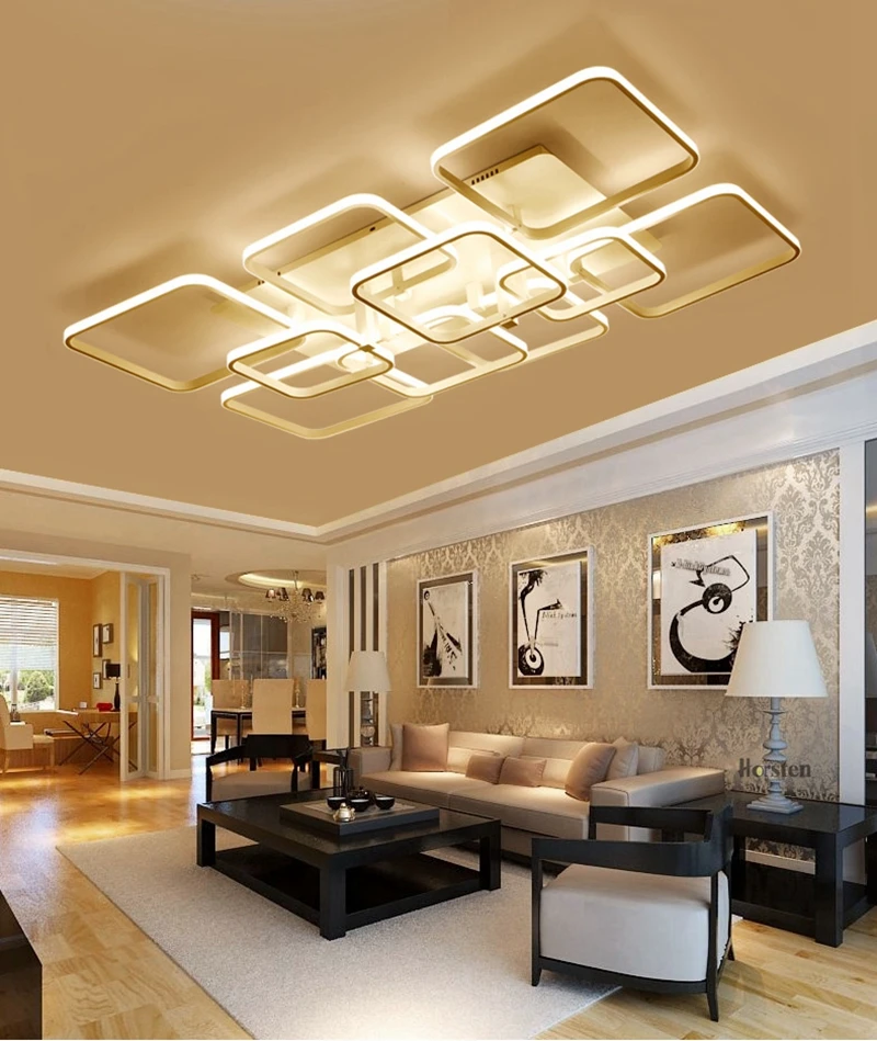 Modern Creative DIY LED Chandelier Lights Aluminum Rectangle Dimmable Ceiling Chandelier Lamp For Living Room Bedroom Home Lighting (19)
