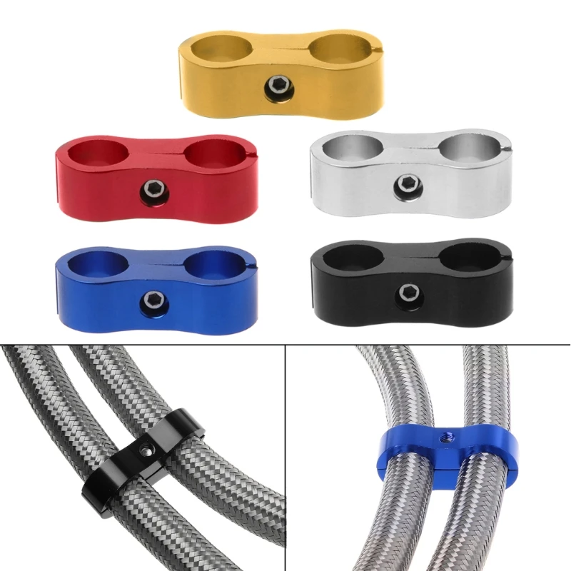 Stepped Billet Dual AN6 6AN 13MM Braided Hose Separator Clamp Cable