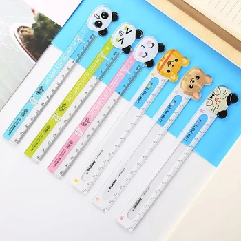 

3 Pcs/set Cute 15cm Animal Panda Cat Transparent Plastic Straight Rulers Bookmark Drawing Painting Learning Ruler Stationery