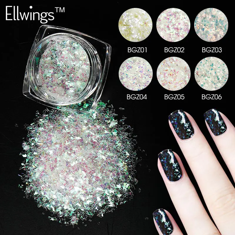 

Ellwings 6 Colors Chameleon Irregular Nail Sequins Chrome Pigment Nail Art DIY Flakies For Nail Polish Manicure Decorations