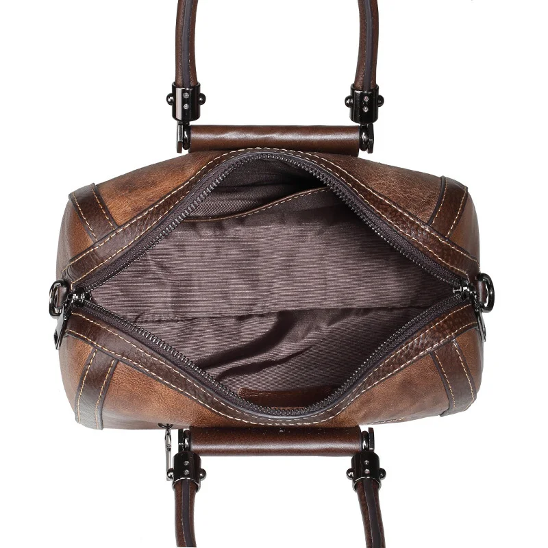 AETOO Leather vintage women's handbag, casual head-layer cowhide pillow bag, head-layer cowhide one-shoulder slanted women's bag