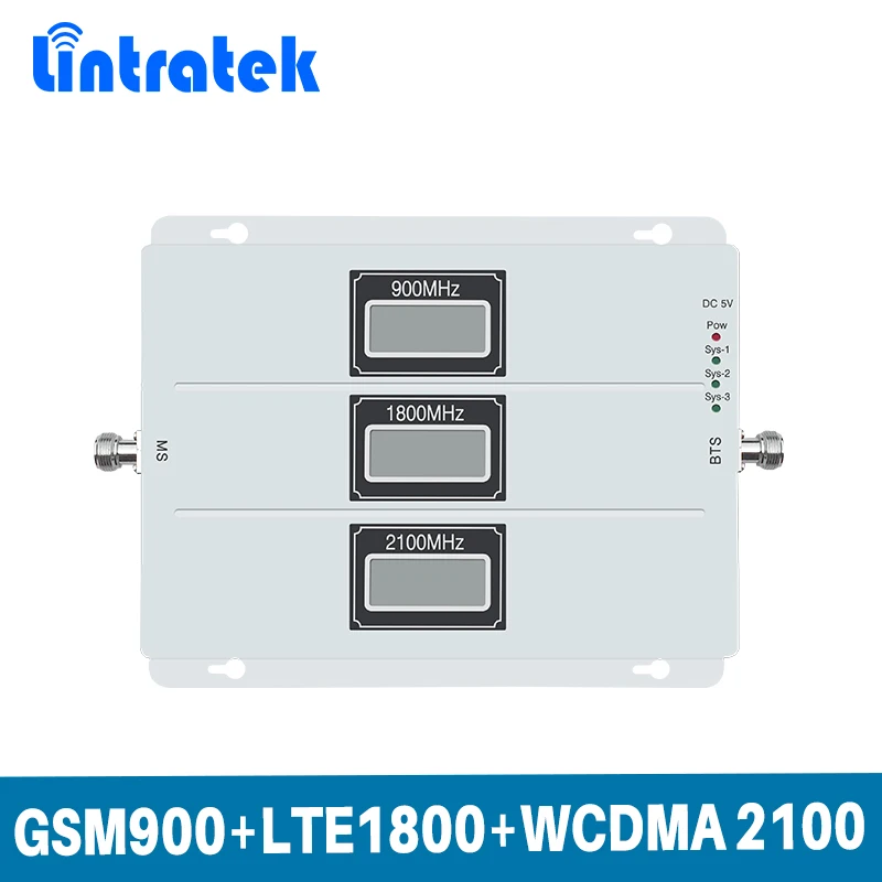 Ретранслятор трехполосного сигнала Gain 70dB 2G 3G 4G GSM 900 МГц + DCS LTE 1800 WCDMA 2100 усилитель