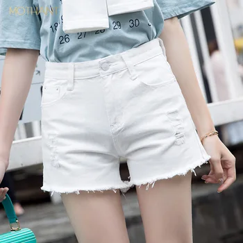 

Summer women's short jeans super short cool still sexy hairy hole nightclub wild women's jeans personality rose decals