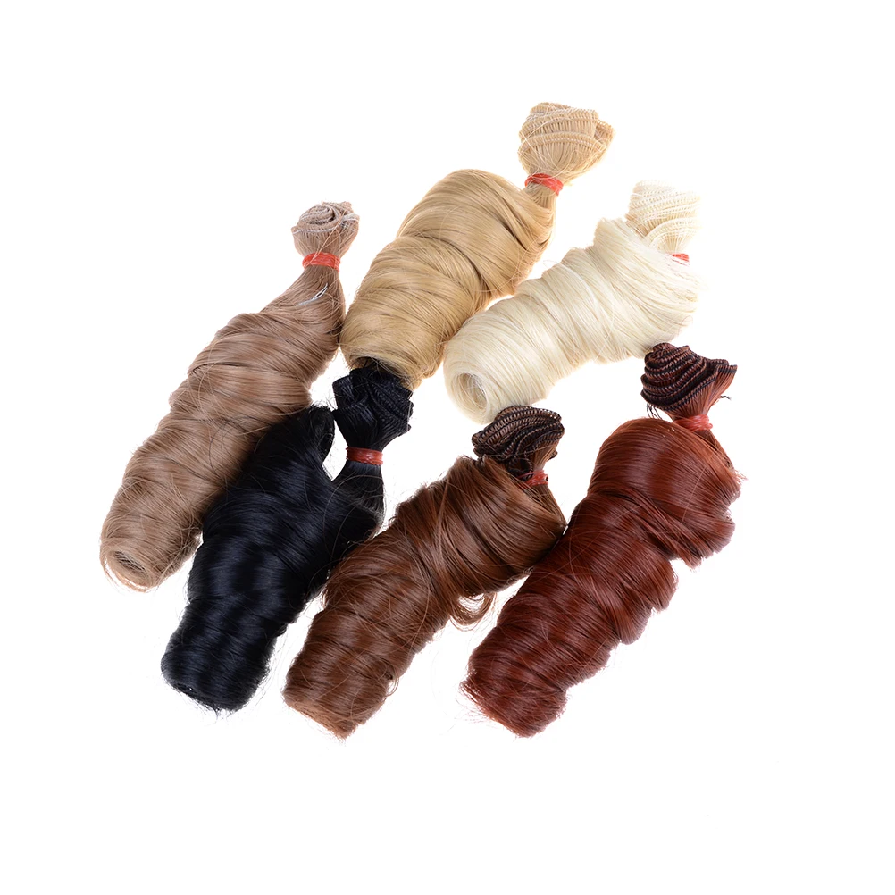 

1PCS brown khaki black 15 cm doll wigs high temperature heat resistant doll hair 1/3 1/4 1/6 BJD diy doll wigs for