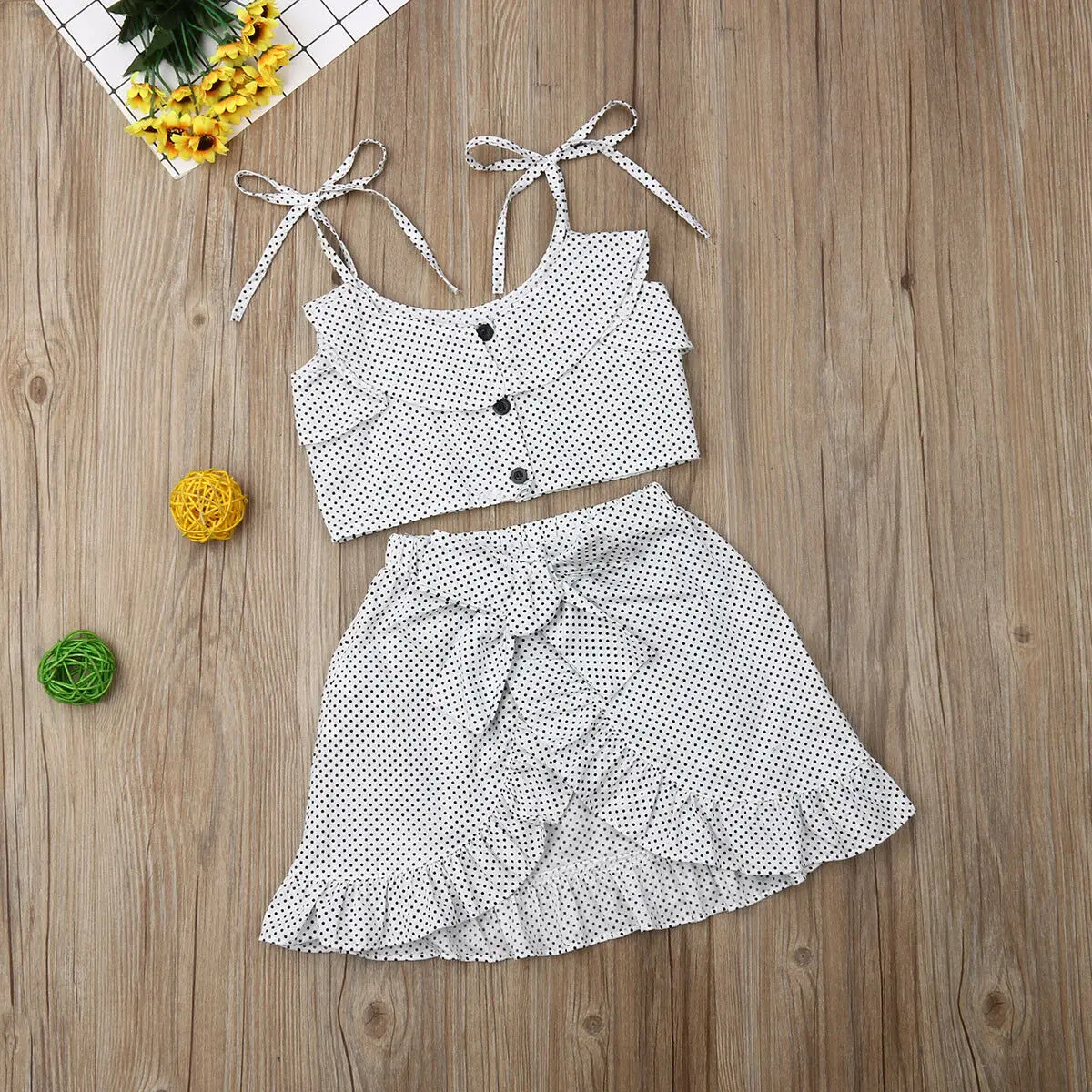 

Fashion Kids / Toddler / Baby Girl Dot Tops + Skirt 2Pcs Set