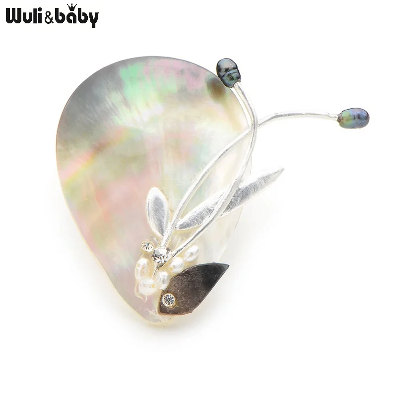 Wuli&Baby ракушка в форме капли воды жемчуг цветок броши для женщин модный элегантный