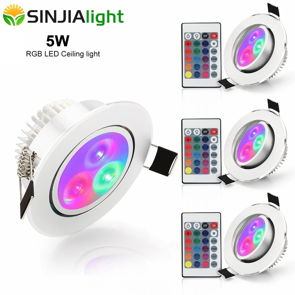 4pcs/lot 5W RGB LED Downlight Ceiling Lights Recessed Spotlight with RGB Controller Lampada led lamp for stage party decoration