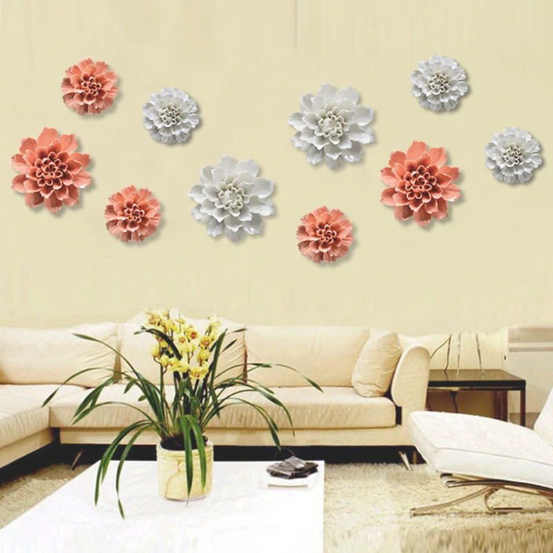 Ceramic Flower Wall Decoration Modern Living Room ceramic TV Background
