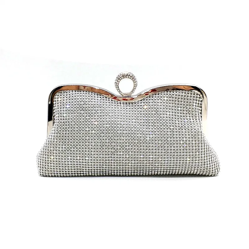 Luxy Moon Clutch Purse for Wedding Silver Front View