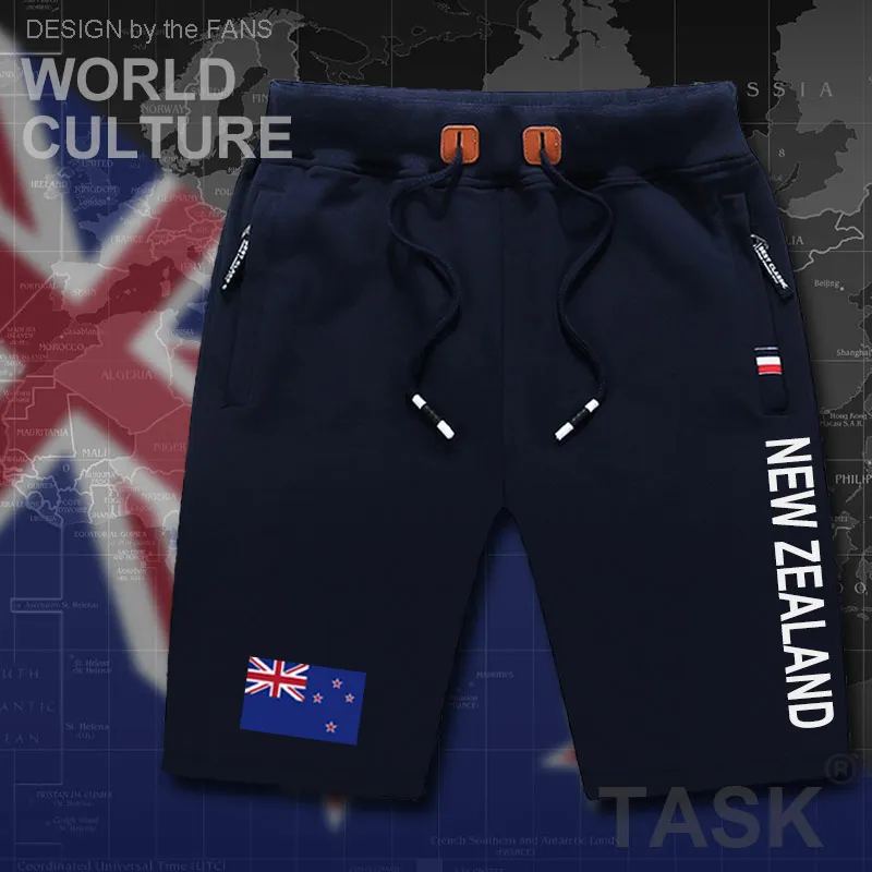 Новая Зеландия Мужские шорты пляжные новые мужские пляжные шорты флаг тренировки карман на молнии пот Бодибилдинг 2017 хлопок бренд новый