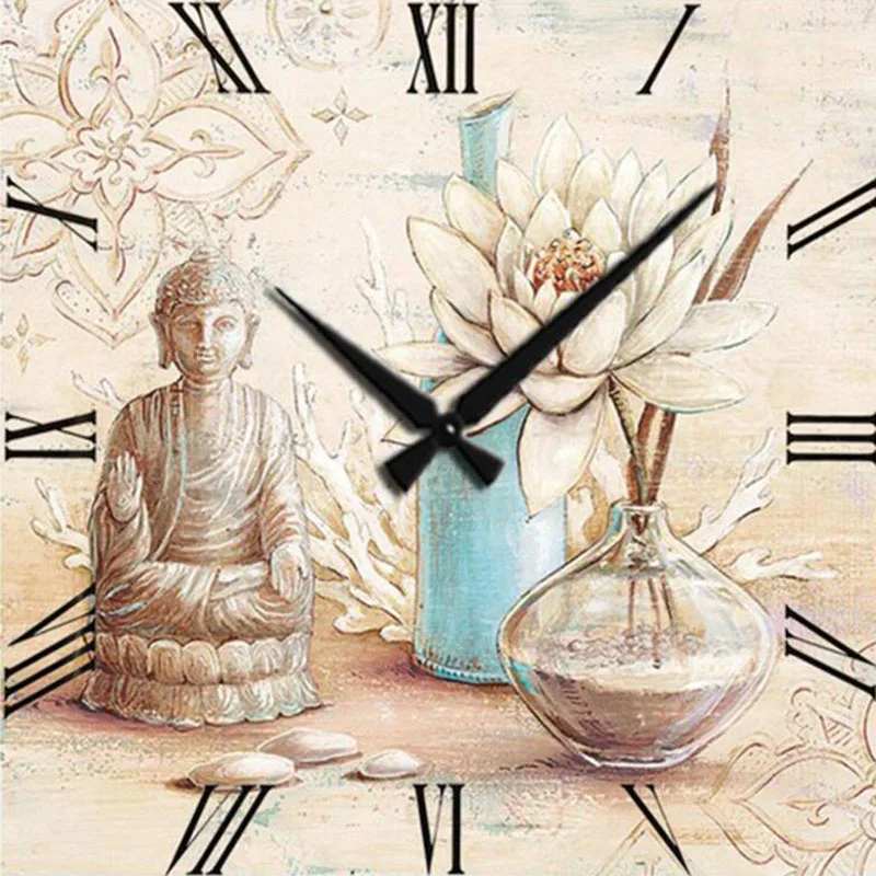 

5d diy square Diamond Embroidery Buddha clock Diamond Cross Stitch Round Diamond Painting Mosaic Pattern Needlework Decor v974