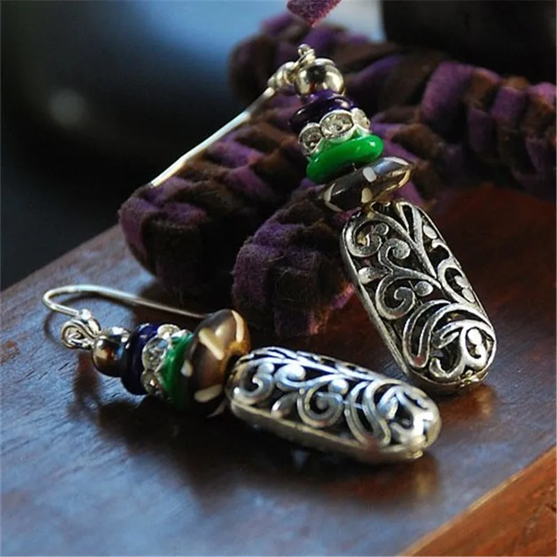 

Original Quality Beautiful Tribal Style Hollow Carved Tibetan Silver S925 Ear Hooks Earrings Ethnic Jewelry