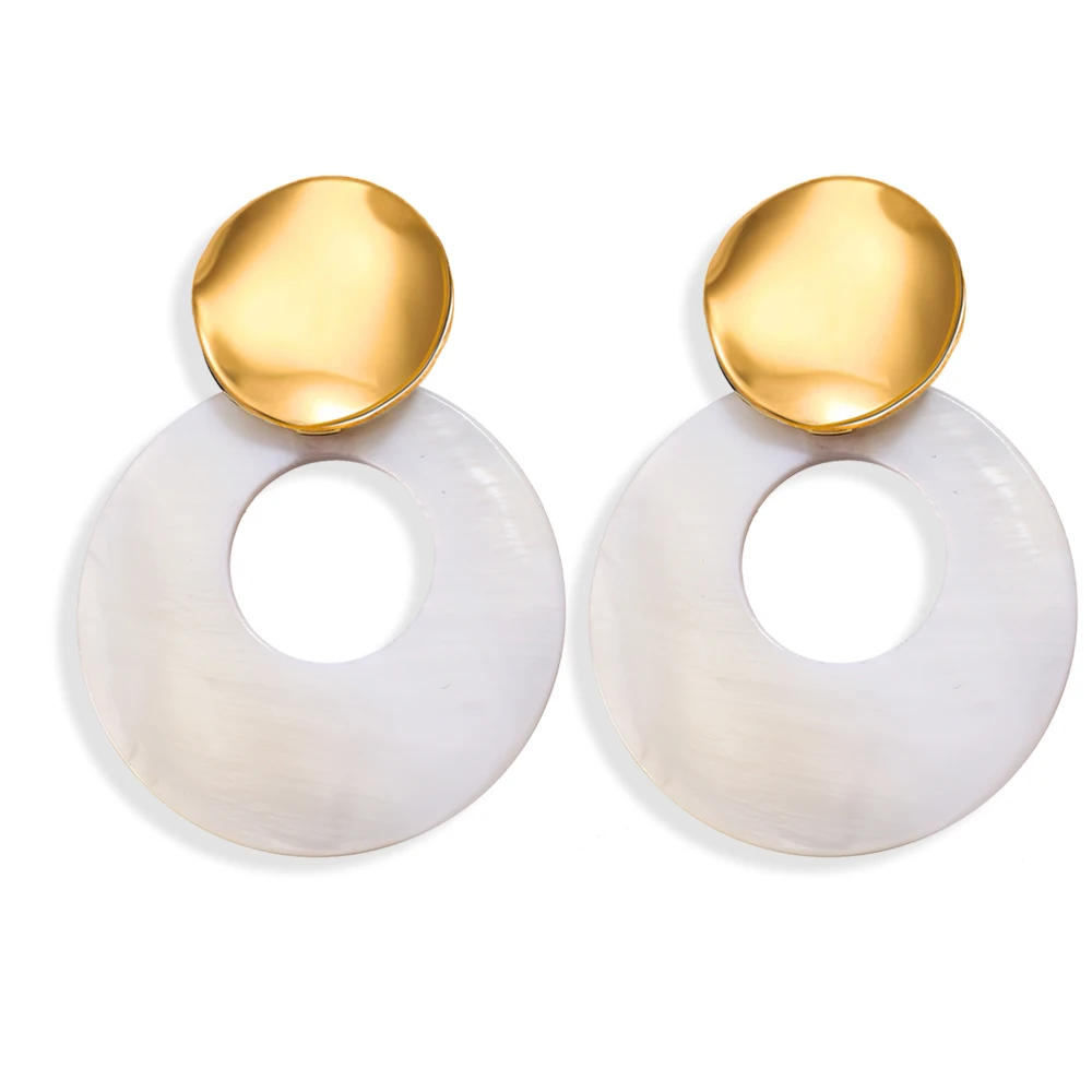17 KM 9 негабаритная Геометрическая оболочка серьги для женщин модные большие золотые круглые свисающие серьги Свадебные Бохо корейские ювелирные изделия